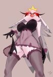  absurd_res anthro avian bird breasts butt clothing demon domination feathers female female_domination genitals helluva_boss hi_res humanoid lewdslimeart lingerie nude owl provocative pussy solo stella_(vivzmind) wide_hips 