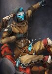  absurd_res anthro armor belt blue_body blue_penis bodily_fluids bottomwear bungie cayde-6 clothed clothing cum cum_on_clothing destiny_(video_game) duo exo fishsticker genital_fluids genitals gloves gun gun_to_head handwear hi_res holding_gun holding_object holding_weapon hood humanoid humanoid_genitalia humanoid_penis machine male male/male open_bottomwear open_clothing open_pants pants penis plate_armor ranged_weapon robot robot_humanoid scarf video_games weapon 
