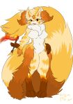  acacia acacia_dune anthro belly big_breasts breasts chest_tuft delphox english_text female fur hi_res huge_breasts huge_tail hyper_tail inner_ear_fluff nintendo nude orange_body orange_fur pok&eacute;mon pok&eacute;mon_(species) signature simple_background tan_body tan_fur text thick_thighs torch tuft video_games white_belly 