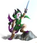  acacia_dune alpha_channel anthro armor asha clothed clothing cosplay dragon heroic_pose hi_res hybrid link membrane_(anatomy) membranous_wings nintendo scalie simple_background solo the_legend_of_zelda transparent_background video_games wings 