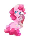  2019 blue_eyes blush cutie_mark earth_pony equid equine female feral friendship_is_magic hair hi_res horse lemoco long_hair looking_at_viewer mammal my_little_pony pink_hair pinkie_pie_(mlp) plushie pony simple_background solo 