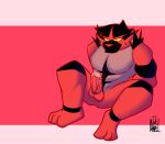  anthro denko_sekichi genitals hi_res incineroar male male/male nintendo penis pok&eacute;mon pok&eacute;mon_(species) red_eyes solo video_games 