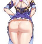  1girl ass censored from_behind genshin_impact head_out_of_frame heart heart_censor keqing_(genshin_impact) no_panties sarhce simple_background solo thighs white_background 