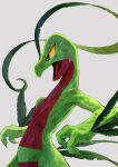  angry anthro battle bodily_fluids bruised cress fighting_pose grovyle hi_res karamimame leaf lizard male nintendo open_mouth pok&eacute;mon pok&eacute;mon_(species) pose reptile scalie solo sweat tongue video_games wounded yellow_sclera 