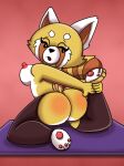  aggressive_retsuko ailurid anthro arched_back arms_together bedroom_eyes bent_legs big_breasts big_butt breasts bubble_butt butt clothing convenient_censorship extended_arms female fur half-closed_eyes hands_behind_back hands_on_ankle hands_on_own_ankle holding_ankle kneeling leggings legwear looking_back mammal narrowed_eyes nipples nude one_calf_up open_mouth orange_body orange_fur pawpads raised_foot rear_view red_panda retsuko sanrio seductive shinragod solo thick_thighs thigh_highs wide_hips 
