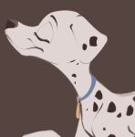  101_dalmatians 2021 brown_background canid canine canis dalmatian disney domestic_dog eyes_closed feral fur mammal perdita simple_background solo spots spotted_body spotted_fur tohupo white_body white_fur 