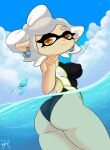  absurd_res animal_humanoid beach big_breasts big_butt breasts butt cephalopod clothing ear_piercing ear_ring female hi_res humanoid marie_(splatoon) marine marine_humanoid mollusk mollusk_humanoid nintendo one-piece_swimsuit panthera_cantus piercing seaside smile solo splatoon swimwear video_games 