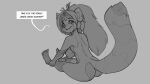  ailurid anthro big_breasts breasts dialogue female jenda_(jen-c) looking_at_viewer looking_back mammal monochrome red_panda sitting solo talking_to_viewer watsup 