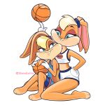  1:1 anthro basketball blue_eyes clothing duo eye_contact female gloves handwear ilianagatto lagomorph leporid lola_bunny looking_at_another looney_tunes mammal rabbit space_jam space_jam_2 sportswear warner_brothers 