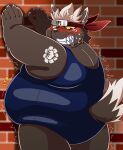  2021 absurd_res anthro blush bodily_fluids canid canine clothed clothing crying hi_res kemono male mammal obese obese_anthro obese_male overweight overweight_anthro overweight_male solo tadatomo tdph2dubnoxxthu tears tokyo_afterschool_summoners video_games 