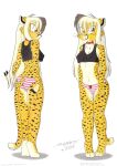  anthro belly bottomwear butt cheetah clothed clothing collar duo felid feline felis female hair long_hair mammal model_sheet navel panties pantsu panty_shot pattern_bottomwear pattern_clothing pattern_panties pattern_underwear paws shirt striped_bottomwear striped_clothing striped_panties striped_underwear stripes tank_top tirashanks_(artist) topwear underwear vanilla_(tirashanks) 