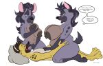  all_fours anthro big_breasts breasts doggystyle dutch_(artist) female from_behind_position group hyenafur jasiri_(tlg) madoa male male/female sex sibling sister sisters speech_bubble text 