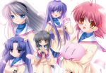  clannad fujibayashi_kyou furukawa_nagisa hinoue_itaru ibuki_fuuko ichinose_kotomi key sakagami_tomoyo seifuku thighhighs 