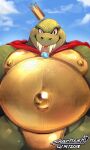  2018 anthro areola barazoku belly biceps big_belly big_pecs biped blush bodily_fluids cape cape_only close-up clothing cloud cloudscape crocodile crocodilian crocodylid crown dated day digital_media_(artwork) donkey_kong_(series) fangs featureless_crotch flustered green_body green_scales hi_res king_k._rool kremling male mostly_nude musclegut muscular muscular_anthro muscular_male nintendo nipples obese obese_anthro obese_male outside overweight overweight_anthro overweight_male pecs plantigrade reptile scales scalie sharp_teeth signature sky snartles solo sweat sweatdrop teeth thick_thighs video_games watermark 