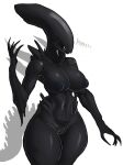  alien alien_(franchise) anthro artlegionary big_breasts black_body breasts claws eyeless female genitals inverted_nipples navel nipples pussy simple_background solo spikes spikes_(anatomy) teeth thick_thighs xenomorph 