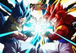  2boys aqua_eyes attack aura blue_eyes blue_hair cupping_hands dragon_ball dragon_ball_fighterz dragon_ball_gt dragon_ball_super dragon_ball_super_broly dragon_ball_z dual_persona energy_ball feet_out_of_frame fighting_stance fingernails glowing gogeta kamehameha legs_apart light_rays limandao logo looking_at_viewer male_focus medium_hair metamoran_vest multiple_boys muscular muscular_male official_style open_mouth pants red_eyes shaded_face side-by-side spiked_hair super_saiyan super_saiyan_4 super_saiyan_blue teeth time_paradox white_pants wristband 
