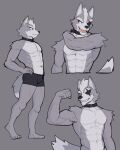  2021 4:5 abs anthro belt_collar biceps canid canine canis clothed clothing collar eye_patch eyewear fangs flexing fur grey_background grey_body grey_fur hands_on_hips hi_res jrjresq male mammal multiple_poses muscular muscular_anthro muscular_male nintendo open_mouth pecs pose quads red_eyes sharp_teeth simple_background sketch_page smile solo standing star_fox teeth tongue triceps underwear video_games wolf wolf_o&#039;donnell 