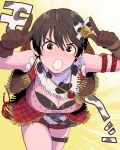  animal_print bandana bell bow breasts buckle choroip cleavage cow_print cowbell cowboy gloves hair_bow highres idolmaster idolmaster_cinderella_girls idolmaster_cinderella_girls_starlight_stage large_breasts lasso oikawa_shizuku plaid thigh_strap western 