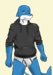  absurd_res anthro blush briefs clothing fish hi_res hoodie hoodie/briefs_meme krahs_(krahs_tsai) krahs_tsai looking_at_viewer male marine shark solo standing topwear underwear 