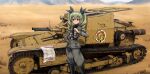  1girl anchovy_(girls_und_panzer) anzio_(emblem) anzio_military_uniform armored_vehicle binoculars book breasts carro_veloce_cv-33 caterpillar_tracks day desert drill_hair emblem girls_und_panzer green_eyes ground_vehicle highres kk90 map military military_vehicle motor_vehicle necktie red_eyes smile solo tank twin_drills twintails 