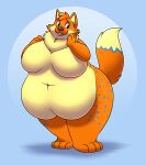  anthro breasts canid canine fox mammal obese overweight pastelcore solo 