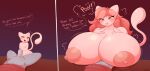  anthro big_breasts blush breast_expansion breasts cracker_(artist) crotch_tuft dialogue duo expansion eyebrows female fur genitals growth hi_res huge_breasts legendary_pok&eacute;mon male male/female mature_female mew mommy_kink nintendo penis pink_body pink_fur pok&eacute;mon pok&eacute;mon_(species) sex short_stack size_difference small_breasts titfuck transformation tuft video_games 