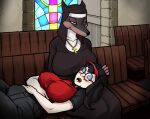 absurd_res anthro canid canine canis church dobermann domestic_dog duo female female/female hi_res human humanoid laverne_(sssonic2) mammal nun on_lap petting_head pinscher sitting sleeping smile srtomgeek_(artist) staring_down tips_(gats) 