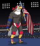  accipitrid accipitriform anthro avian bird clothing eagle flag hi_res holding_flag holding_object male patriotism politics solo stars_and_stripes underwear united_states_of_america young-jacob 