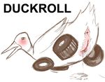  avian bird butt cum duck duckroll female meme messy plain_background pussy solo unknown_artist what what_has_science_done white_background 