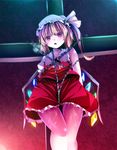  ascot bdsm blonde_hair bondage bound chain chained cross fangs flandre_scarlet hat hat_ribbon open_mouth pussy_juice ribbon ryosios short_hair side_ponytail skirt skirt_set solo touhou wings 