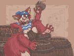  alcohol anthro bandanna beverage bottomwear canid canine clothing coin drunk ear_piercing ear_ring feet fox fur gold_(metal) gold_coin hindpaw kerchief leather leather_bottomwear leather_clothing leather_shorts male mammal pants paws piercing pirate pirate_outfit red_body red_fox red_fur ring rum shorts slightly_chubby soft softailfox solo substance_intoxication tight_bottomwear tight_clothing tight_pants tight_shorts toes tongue tongue_out 