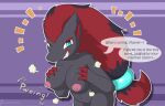  anthro breasts female holding_breast looking_at_viewer nintendo pok&eacute;mon pok&eacute;mon_(species) presenting presenting_breasts rvlis solo teasing transformation video_games zoroark 