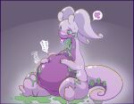  &lt;3 2020 abdominal_bulge ambiguous_gender belly blush bodily_fluids dragon drooling duo feral goo_creature goodra hi_res japanese_text larger_feral larger_pred multicolored_body nintendo pok&eacute;mon pok&eacute;mon_(species) purple_body room_kinoko saliva simple_background sitting size_difference slightly_chubby slime smaller_feral smaller_prey solo_focus sound_effects speech_bubble text thick_tail tongue tongue_out translation_request two_tone_body video_games vore 