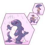  1:1 2020 ?! anthro cetacean delphinoid goo_transformation hi_res holding_object holding_umbrella human human_to_anthro male mammal marine oceanic_dolphin orca pink_ball_smoke raining smile solo species_transformation standing surprise toothed_whale transformation umbrella 