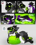  anthro blue_eyes digestion_noises dragon duo fur green_eyes hi_res internal machine protogen purple_body purple_fur reptile scalie snake swallowing vore vorix 