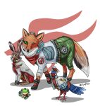  2019 amphibian avian bird canid canine clothed clothed_feral clothing common_pheasant cryophase digital_media_(artwork) falco_lombardi feral feralized fox fox_mccloud frog galliform group hi_res lagomorph leporid logo male mammal nintendo peppy_hare phasianid phasianus rabbit shadow signature simple_background slippy_toad star_fox video_games white_background 