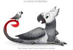  2021 african_grey afrotropical_parrot ambiguous_gender avian beady_eyes bird black_body black_eyes claws cryptid-creations duo feathered_wings feathers feral grey_body grey_feathers gryphon mythological_avian mythology open_mouth parrot red_body red_feathers simple_background text true_parrot url white_background white_body white_feathers wings 