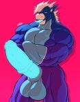  2021 absurd_res anthro balls big_balls big_muscles big_penis crossed_arms dragon e-zoid erection foreskin genitals hair hi_res horn huge_balls huge_muscles huge_penis hybrid_genitalia hybrid_penis hyper hyper_balls hyper_genitalia hyper_penis male muscular muscular_anthro muscular_male nude open_mouth open_smile pecs penis pink_background scalie simple_background smile solo standing tongue tongue_out triceps uncut western_dragon 