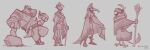  2020 ambiguous_gender anthro avian digitigrade group hi_res monochrome serpentine-drifter sketch staff 