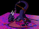  3d_(artwork) activision anus ass_up bdsm black_background blue_eyes bondage bound chain claws collar cynder digital_media_(artwork) dragon female feral genitals grin horn looking_at_viewer mosaic purple_body purple_scales pussy raised_tail restrained scales shackles simple_background smile solo spyro_the_dragon tail_blade tile video_games wings wingsandfire72 