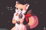  &lt;3 anthro bell blush bodily_fluids canid canine claws cum cum_covered cum_everywhere cum_on_body cum_on_ear cum_on_face female fox genital_fluids genitals hi_res inviting mammal messy nia_(senz) paws pussy scarf senz solo text 