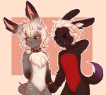  &lt;3 anthro collar duo embarrassed hand_holding hi_res hobkin lagomorph leporid male male/male mammal rabbit smile sukii tote_brando 