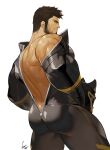  1boy ass ass_focus bara bare_back beard brown_hair character_request check_character check_copyright copyright_request dungeon_and_fighter facial_hair gomtang headwear_removed helmet helmet_removed latex latex_bodysuit looking_at_viewer looking_back male_focus male_priest_(dungeon_and_fighter) mature_male muscular muscular_male pectorals priest_(dungeon_and_fighter) short_hair single_bare_shoulder solo sweat thick_thighs thighs unzipped 