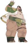  2021 anthro arufina_w belly brown_body brown_fur canid canine canis domestic_dog fur hi_res humanoid_hands kemono male mammal overweight overweight_anthro overweight_male solo sumo tokyo_afterschool_summoners video_games yasuyori 