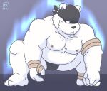  2021 anthro belly black_nose fur goyemon_k humanoid_hands kemono male mammal moobs nipples overweight overweight_anthro overweight_male polar_bear solo ursid ursine white_body white_fur 