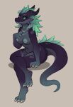  anthro areola biped breasts dragon female hi_res looking_away nipples non-mammal_breasts nude retros scalie simple_background smile solo 