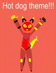  ! absurd_res ambiguous_gender anthro arms_above_head e621 esix felid hexagon hi_res looking_at_viewer mammal mascot redcrystal simple_background solo text yellow_eyes 