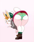  anthro butt cinderace clothing cosplay female gloria_(pok&eacute;mon) hair hi_res lonbluewolf nintendo pok&eacute;mon pok&eacute;mon_(species) red_eyes solo thick_thighs underwear video_games wrenna_(aj_the_flygon) 