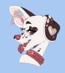 &lt;3 ambiguous_gender canid canine canis collar dalmatian domestic_dog ear_piercing gauged_ear hi_res looking_at_viewer mammal piercing portrait simple_background smile solo takiminada tongue tongue_out 