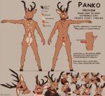  2020 anthro antlers arms_out balls biped black_clothing black_coat black_nose black_topwear blue_eyes boop brown_body brown_collar brown_fur cervid cervine chest_tuft clothing cloven_hooves coat collar confusion dilated_pupils english_text erection expression_sheet expressions facial_markings foreskin front_view fur genitals head_markings head_tilt hooves horn humanoid_genitalia humanoid_penis lawyerdog looking_aside looking_at_viewer looking_pleasured male mammal markings model_sheet navel neck_tuft nipples nude panko_(lawyerdog) penis pose profile pronouns rear_view reference_image scut_tail snout solo spots_(marking) tan_body tan_fur text tongue tongue_out topwear tuft uncut white_body white_fur wide_eyed 